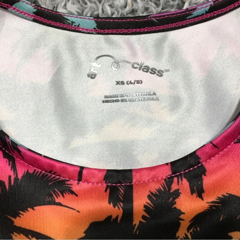 Art Class Girls' XS (4/5) Long Sleeve Crop Ombre Design Rash Guard Swim Top